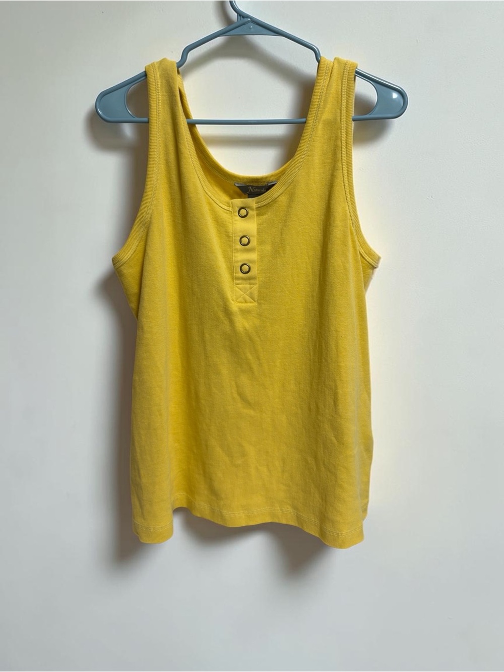 Butter Yellow Sleeveless Henley Tank Top